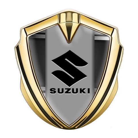 Suzuki Selbstklebendes Metallaufkleber Emblem Goldtonfarbe Metall Rahmen mit Schwarz Logo