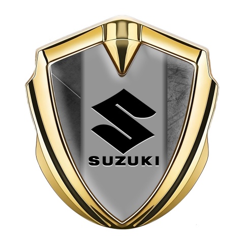 Suzuki Emblem Abzeichen Goldtonfarbe Zerkratzter Stein Design
