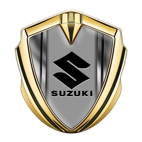 Suzuki Emblem Abzeichen selbstklebend Goldtonfarbe Stahl Rahmen Auflage