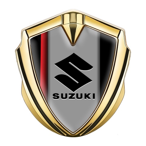Suzuki Emblem Auto Zeichen Goldtonfarbe Rote band mit Schwarz Basis Stil