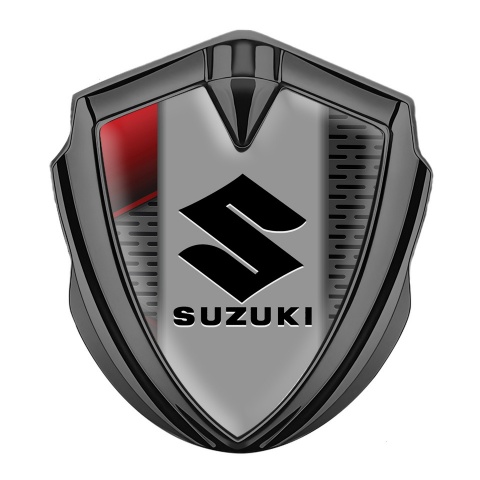 Suzuki Emblem Aufkleber Autozubehor Graphit Tonfarbe Grau mesh mit Rote Motiv Design