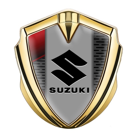 Suzuki Emblem Aufkleber Autozubehor Goldtonfarbe Grau mesh mit Rote Motiv Design