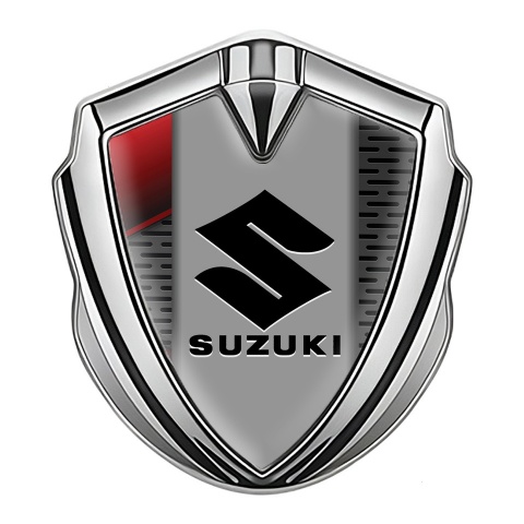Suzuki Emblem Aufkleber Autozubehor Silbertonfarbe Grau mesh mit Rote Motiv Design