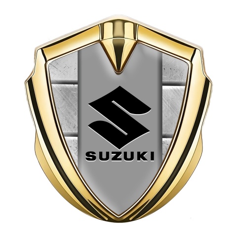 Suzuki Emblem Abzeichen selbstklebend Goldtonfarbe Steinblоcke Design