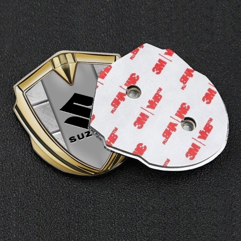 Suzuki Emblem Abzeichen selbstklebend Goldtonfarbe Steinblоcke Design