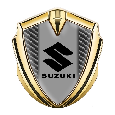 Suzuki Selbstklebendes Metallaufkleber Emblem Goldtonfarbe Dunkles Kohlenstoff Version