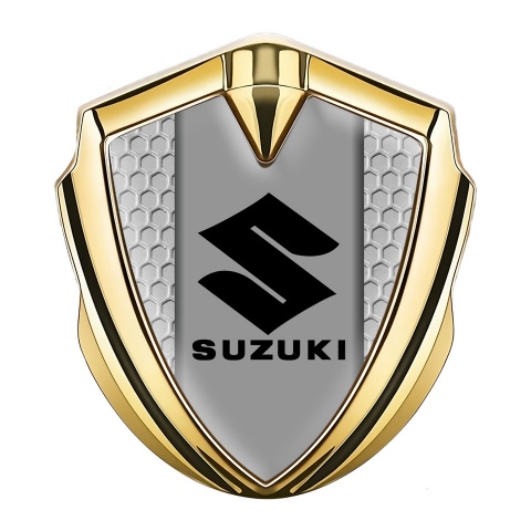 Suzuki Seitenflugel Emblem Aufkleber Goldtonfarbe Wabeneffekt version