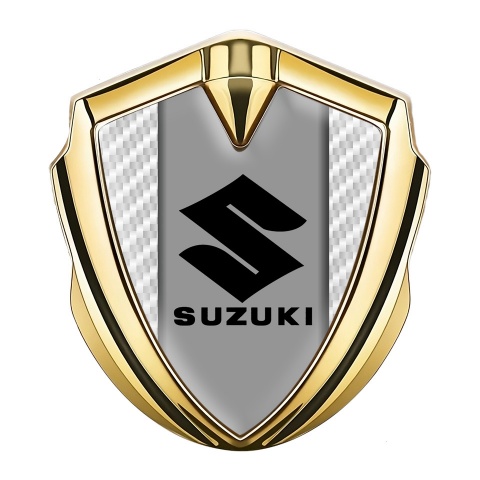 Suzuki Emblem Abzeichen Goldtonfarbe Weiss Carbon Version