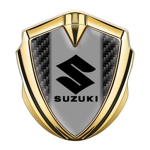 Suzuki Emblem Abzeichen selbstklebend Goldtonfarbe Schwarz Carbon Version