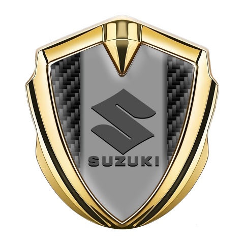 Suzuki Emblem Auto Zeichen Goldtonfarbe Schwarz Kohlenstoff Grau Logo