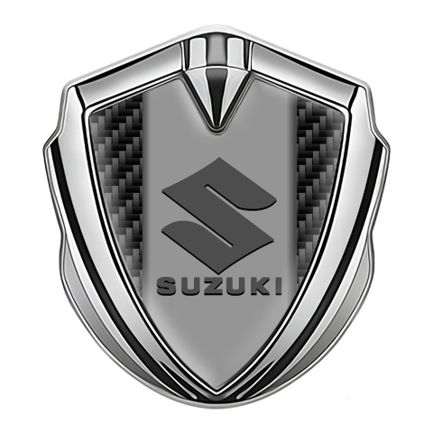 Suzuki Emblem Auto Zeichen Silbertonfarbe Schwarz Kohlenstoff Grau Logo