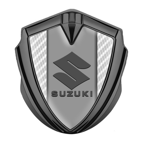 Suzuki Selbstklebendes Metallaufkleber Emblem Graphit Tonfarbe weiss Carbon Grau Logo