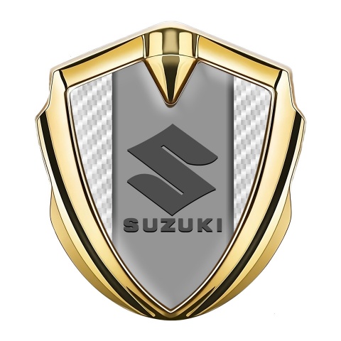 Suzuki Selbstklebendes Metallaufkleber Emblem Goldtonfarbe weiss Carbon Grau Logo