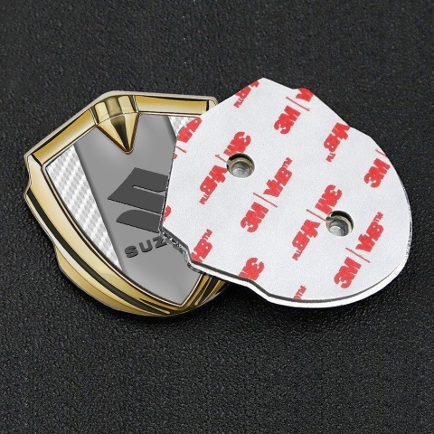 Suzuki Selbstklebendes Metallaufkleber Emblem Goldtonfarbe weiss Carbon Grau Logo