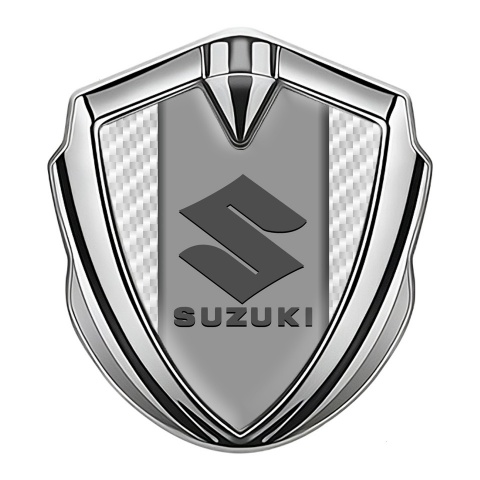 Suzuki elbstklebendes Metallaufkleber Emblem Silbertonfarbe weiss Carbon Grau Logo
