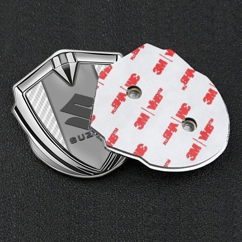 Suzuki elbstklebendes Metallaufkleber Emblem Silbertonfarbe weiss Carbon Grau Logo