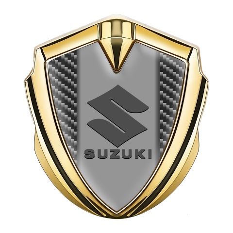Suzuki Emblem Abzeichen Goldtonfarbe Dunkles Carbon mit Grau Logo