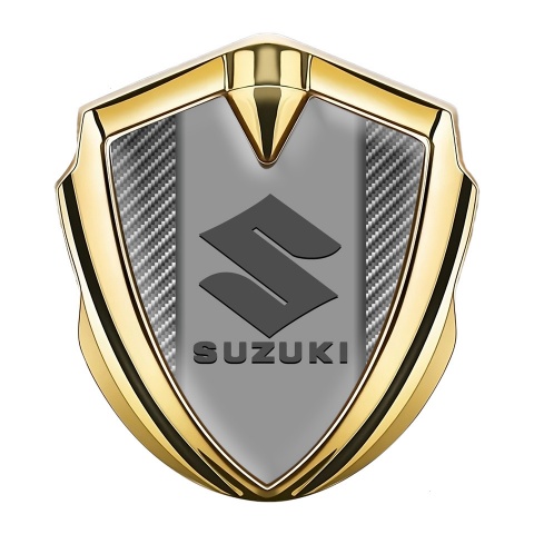 Suzuki Emblem Logo Schriftzug Aufkleber Goldtonfarbe Grau carbon Grau Logo Stil