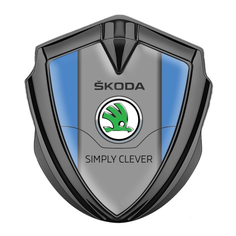 Skoda Emblem Aufkleber Autozubehor Graphit Tonfarbe mit Blau Hintergrund und Klassisch Logo