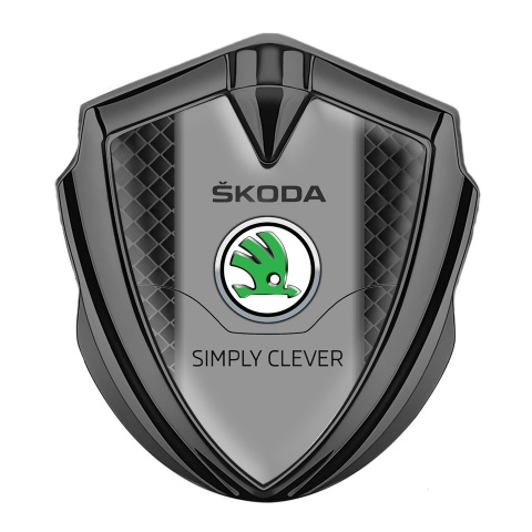 Skoda Emblem Aufkleber Autozubehor Graphit Tonfarbe mit Schwarzes Quadrat Basis Stil
