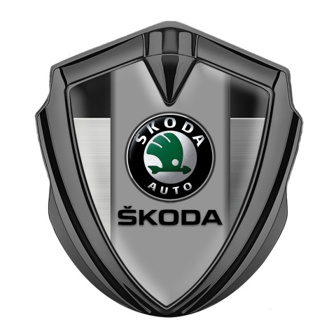 Skoda Abzeichen selbstklebend Graphit Tonfarbe mit Mattes Panel und Klassisch Logo Design