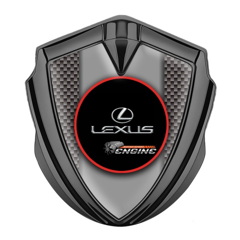 Lexus Abzeichen selbstklebend Graphit Tonfarbe Braun Carbon mit Rote Rundes Logo