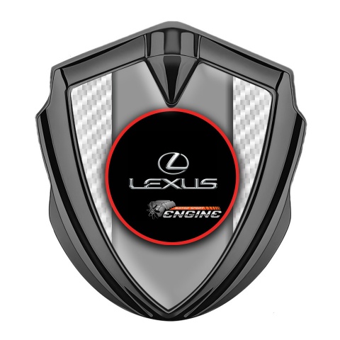 Lexus Emblem Abzeichen selbstklebend Graphit Tonfarbe Weiss Carbon und Rote Rundes Logo
