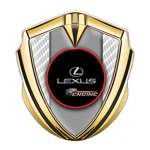 Lexus Emblem Abzeichen selbstklebend Goldtonfarbe Weiss Carbon und Rote Rundes Logo