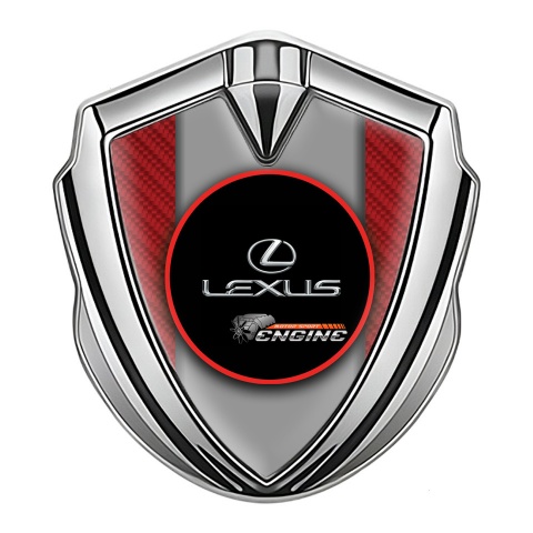 Lexus Emblem Auto Zeichen Silbertonfarbe Rote Carbon mit Rundes Logo Stil