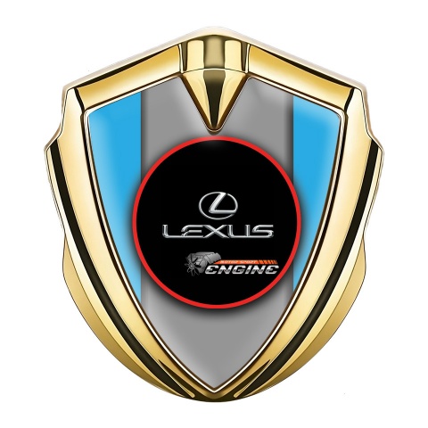 Lexus Selbstklebendes Metallaufkleber Emblem Goldtonfarbe Marineblau Basis mit Rundes Logo