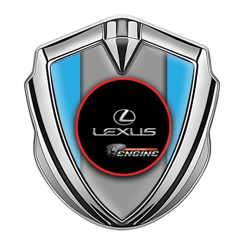 Lexus Selbstklebendes Metallaufkleber Emblem Silbertonfarbe Marineblau Basis mit Rundes Logo