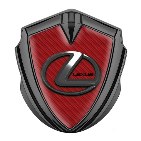 Lexus Emblem Logo Schriftzug Aufkleber Graphit Tonfarbe Rote Carbon mit Chrom logo