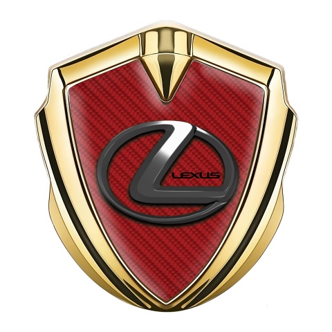 Lexus Emblem Logo Schriftzug Aufkleber Goldtonfarbe Rote Carbon mit Chrom logo