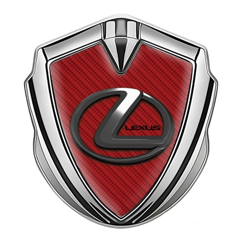 Lexus Emblem Logo Schriftzug Aufkleber Silbertonfarbe Rote Carbon mit Chrom logo