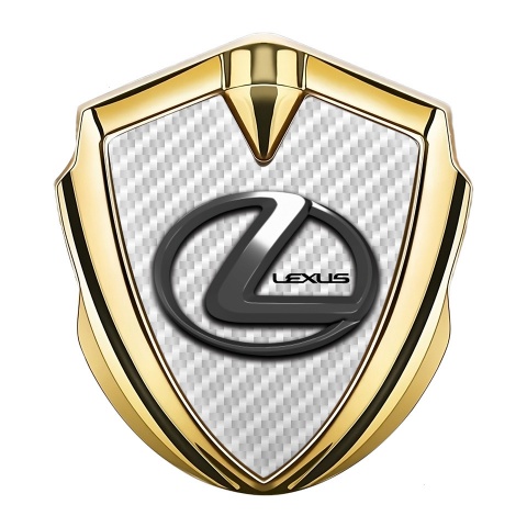 Lexus Seitenflugel Emblem Aufkleber Goldtonfarbe Weiss Carbon Chrom logo