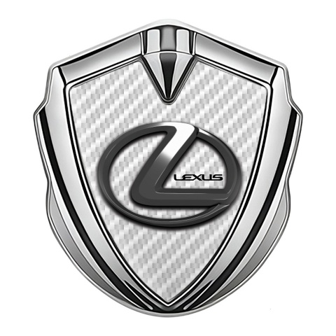 Lexus Seitenflugel Emblem Aufkleber Silbertonfarbe Weiss Carbon Chrom logo