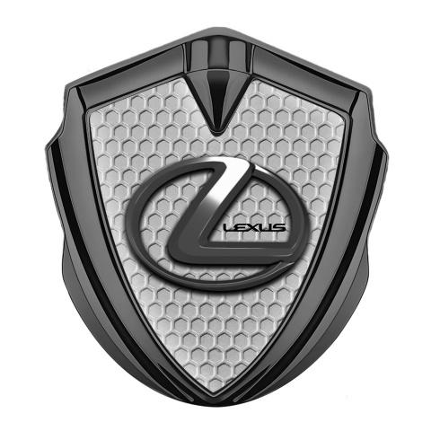Lexus Emblem Abzeichen selbstklebend Graphit Tonfarbe Wabeneffekt mit Chrom Logo