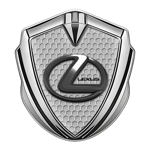 Lexus Emblem Abzeichen selbstklebend Silbertonfarbe Wabeneffekt mit Chrom Logo