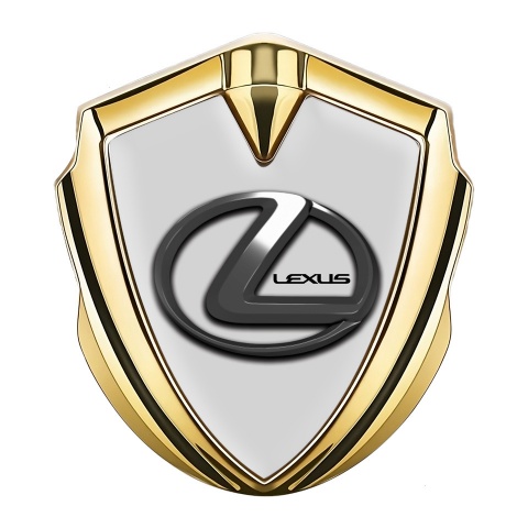 Lexus Emblem Auto Zeichen Goldtonfarbe Grau Basis mit Chrom Logo