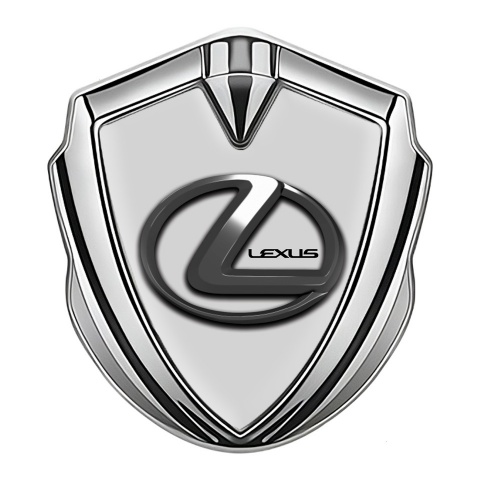 Lexus Emblem Auto Zeichen Silbertonfarbe Grau Basis mit Chrom Logo