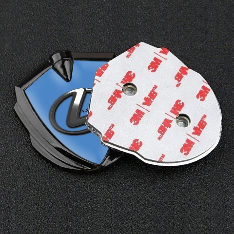 Lexus Emblem Aufkleber Autozubehor Graphit Tonfarbe Blau basis mit Chrom Logo