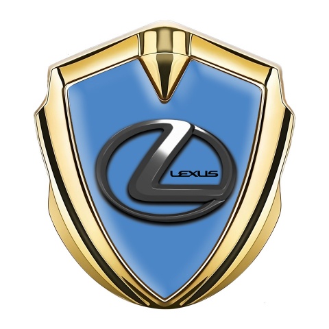 Lexus Emblem Aufkleber Autozubehor Goldtonfarbe Blau basis mit Chrom Logo
