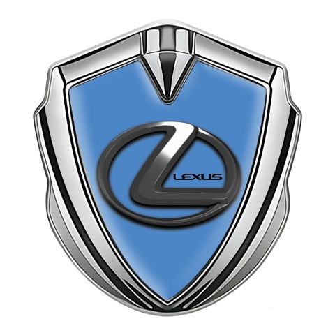 Lexus Emblem Aufkleber Autozubehor Silbertonfarbe Blau basis mit Chrom Logo