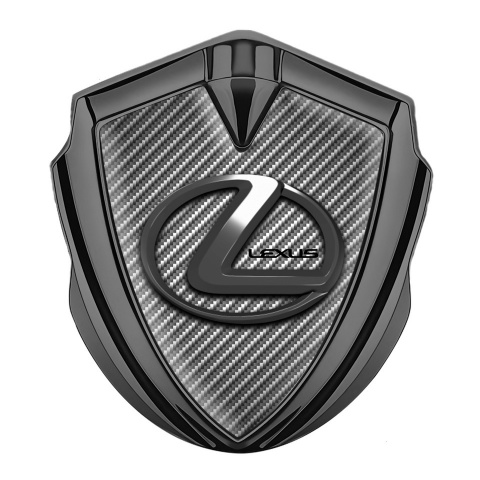 Lexus Selbstklebendes Metallaufkleber Emblem Graphit Tonfarbe Grau Carbon mit Chrom logo