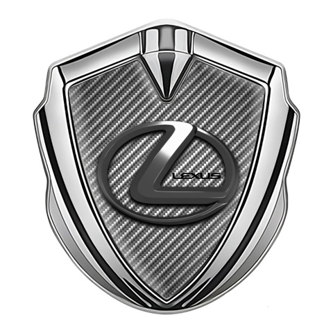Lexus Selbstklebendes Metallaufkleber Emblem Silbertonfarbe Grau Carbon mit Chrom logo