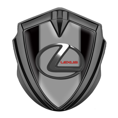Lexus Emblem Auto Zeichen Graphit Tonfarbe Schwarz Grau Basis mit Chrom Logo
