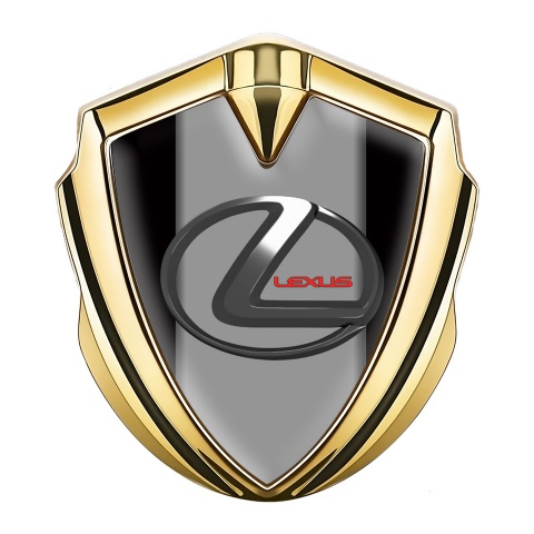 Lexus Emblem Auto Zeichen Goldtonfarbe Schwarz Grau Basis mit Chrom Logo