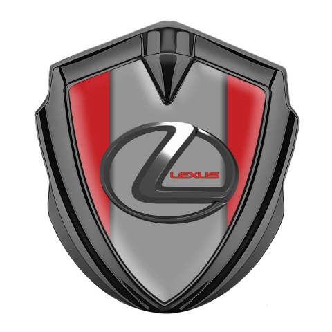 Lexus Selbstklebendes Metallaufkleber Emblem Graphit Tonfarbe Rote Grau basis mit Chrom Logo