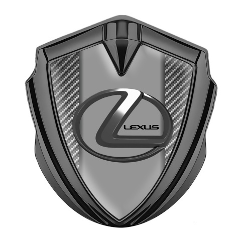 Lexus Seitenflugel Emblem Aufkleber Graphit Tonfarbe Grau Carbon  mit Dunkles Stahl Logo
