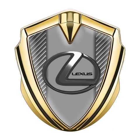 Lexus Seitenflugel Emblem Aufkleber Goldtonfarbe Grau Carbon mit Dunkles Stahl Logo